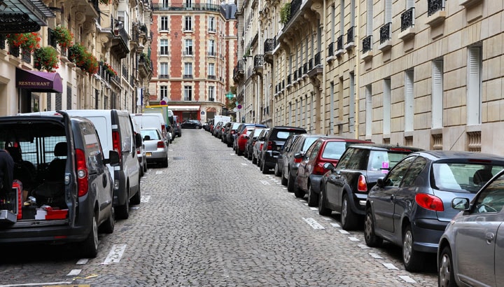 cars on the street city center