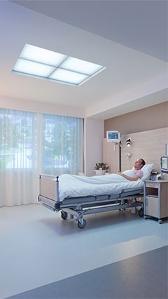 Healwell light transforming the patient room to get a completely different atmosphere