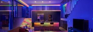 Room arranged with Smart LED lighting connected by WiZ